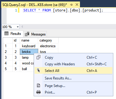 Comando di esportazione SQL in CSV