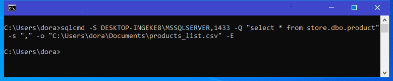 Comando di esportazione SQL in CSV