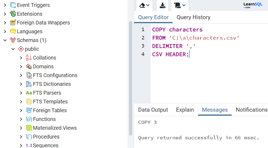 Come importare CSV in PostgreSQL usando PgAdmin